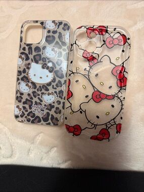 Hello Kitty Clear Leopard Print & Red Bow Phone Case Set - Hello Kitty iPhone 13